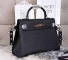 Hermes Kelly 32cm Shoulder Bags Grained Leather Black K32