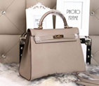 Hermes Kelly 32cm Shoulder Bags Grained Leather Grey K32