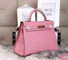 Hermes Kelly 32cm Shoulder Bags Grained Leather Pink K32
