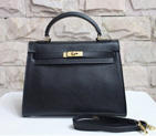 Hermes Kelly 32cm Togo Leather Bag Black with Gold hardware K32