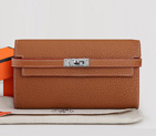 Hermes Kelly Original Clemence Leather Bi-Fold Wallet A708 Camel A708