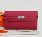 Hermes Kelly Original Clemence Leather Bi-Fold Wallet A708 Claret A708