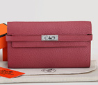 Hermes Kelly Original Clemence Leather Bi-Fold Wallet A708 Rose A708