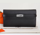 Hermes Kelly Original Saffiano Leather Bi-Fold Wallet A708 Black A708