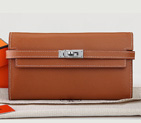 Hermes Kelly Original Saffiano Leather Bi-Fold Wallet A708 Camel A708