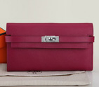 Hermes Kelly Original Saffiano Leather Bi-Fold Wallet A708 Claret A708