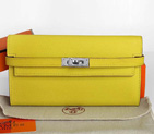 Hermes Kelly Original Saffiano Leather Bi-Fold Wallet A708 Lemon A708