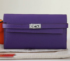 Hermes Kelly Original Saffiano Leather Bi-Fold Wallet A708 Purple A708