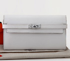 Hermes Kelly Original Saffiano Leather Bi-Fold Wallet A708 White A708