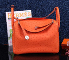 Hermes Lindy 30CM Ostrich leather Shoulder Bag Orange H1057