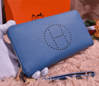 Hermes Long Zip Wallet A1188 Blue A1188