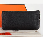 Hermes Zipper Wallet Original Clemence Leather A309 Black A309