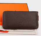 Hermes Zipper Wallet Original Clemence Leather A309 Dark Coffee A309