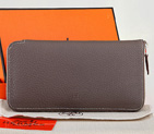 Hermes Zipper Wallet Original Clemence Leather A309 Dark Gray A309