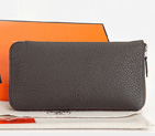 Hermes Zipper Wallet Original Clemence Leather A309 Graphite A309