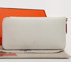 Hermes Zipper Wallet Original Clemence Leather A309 White A309