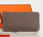 Hermes Zipper Wallet Original Saffiano Leather A309 Dark Gray A309