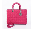 Lady Dior Bag Fabric Middle Bag D1667 Rose D1667