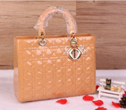 Lady Dior Bag Medium Bag D1667 Apricot Patent Leather Gold D1667