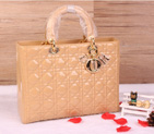 Lady Dior Bag Medium Bag D1667 Champagne Patent Leather Gold D1667