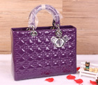 Lady Dior Bag Medium Bag D1667 DarkPurple Patent Leather Silver D1667