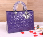 Lady Dior Bag Medium Bag D1667 LightPurple Patent Leather Silver D1667