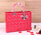 Lady Dior Bag Medium Bag D1667 Lightrose Patent Leather Silver D1667