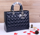 Lady Dior Bag Medium Bag D1667 Royalblue Patent Leather Silver D1667