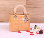 Lady Dior Bag Patent leather D1655 Apricot with Silver D1655