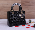 Lady Dior Bag Patent leather D1655 Black with Gold D1655