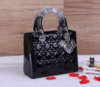 Lady Dior Bag Patent leather D1655 Black with Silver D1655