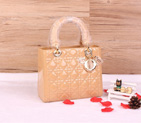 Lady Dior Bag Patent leather D1655 Champagne with Gold D1655