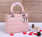 Lady Dior Bag Patent leather D1655 Cherry pink with Silver D1655
