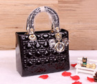 Lady Dior Bag Patent leather D1655 Crystal Dark Purple with Gold D1655