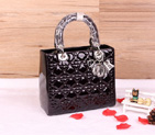 Lady Dior Bag Patent leather D1655 Crystal Dark Purple with Silver D1655