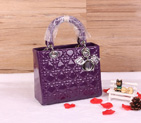 Lady Dior Bag Patent leather D1655 DarkPurple with Silver D1655