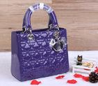 Lady Dior Bag Patent leather D1655 DarkPurple with Silver D1655