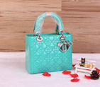 Lady Dior Bag Patent leather D1655 LakeGreen with Silver D1655