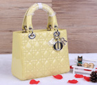 Lady Dior Bag Patent leather D1655 Lemon with Silver D1655