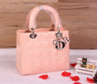 Lady Dior Bag Patent leather D1655 LightPink with Silver D1655
