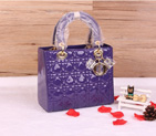 Lady Dior Bag Patent leather D1655 LightPurple with Gold D1655