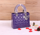 Lady Dior Bag Patent leather D1655 LightPurple with Silver D1655