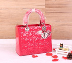 Lady Dior Bag Patent leather D1655 LightRose with Silver D1655