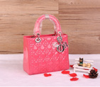 Lady Dior Bag Patent leather D1655 Peach with Silver D1655