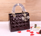 Lady Dior Bag Patent leather D1655 Pearly Claret with Gold D1655