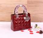 Lady Dior Bag Patent leather D1655 Pearly Red with Silver D1655