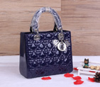 Lady Dior Bag Patent leather D1655 PurplishBlue with Silver D1655