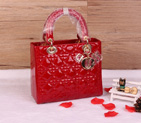 Lady Dior Bag Patent leather D1655 Red with Gold D1655