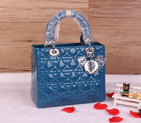 Lady Dior Bag Patent leather D1655 Ultimate Blue with Silver D1655