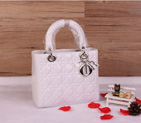 Lady Dior Bag Patent leather D1655 White with Silver D1655